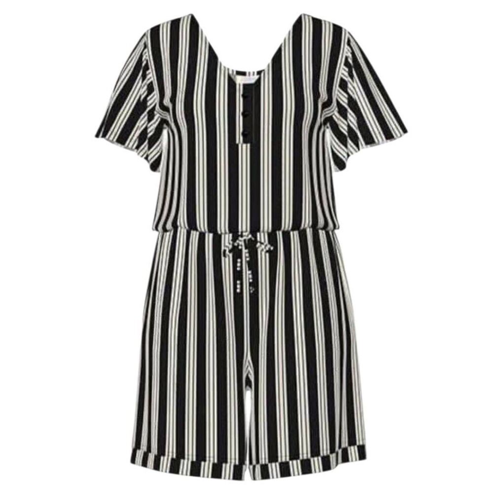 Lularoe Shorts Romper Black And White Striped Womens size 3X